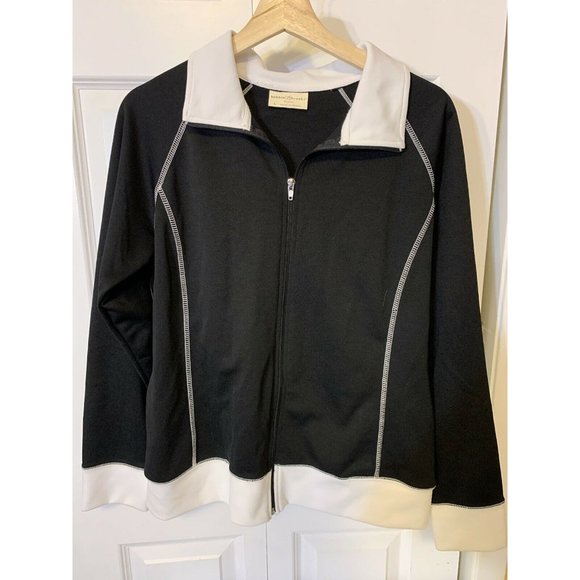 Bobbie Brooks Women's Sz L Long Sleeve‎ Full Zip Up Athletic Wear Black White - Picture 6 of 8